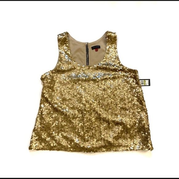 Vince Camuto Tops - NWT Vince Camuto Gold Sequin Tank Top Blouse